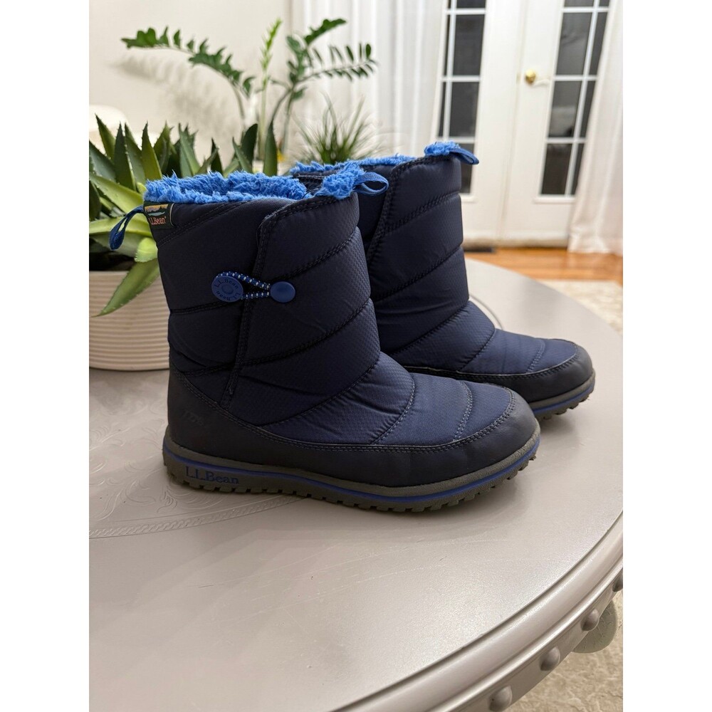 LL Bean Tek Kids Navy Blue Winter waterproof Snow Boots Mid Calf Size 5